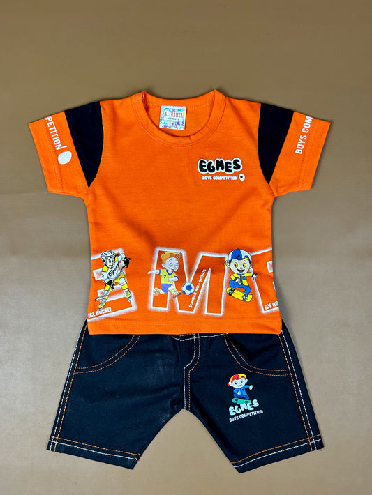 0Mth - 6Mth Orange Games Baba Suit For Newborns NBS356