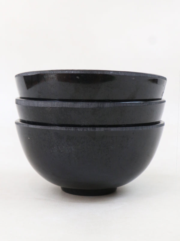 Pack of 3 Melamine Serving Bowls Black