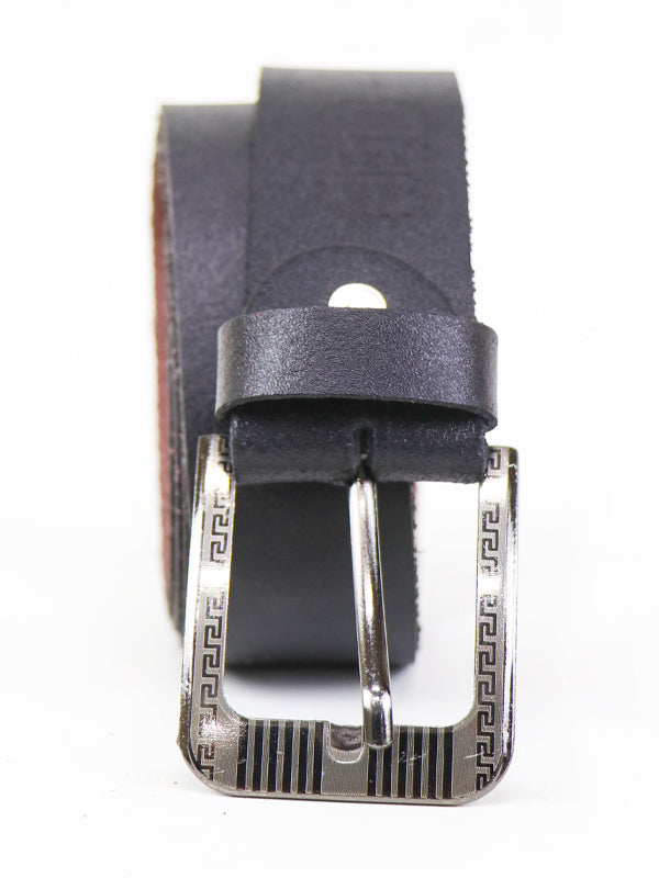 MB79 Classic Leather Slim Belt Raisin Black