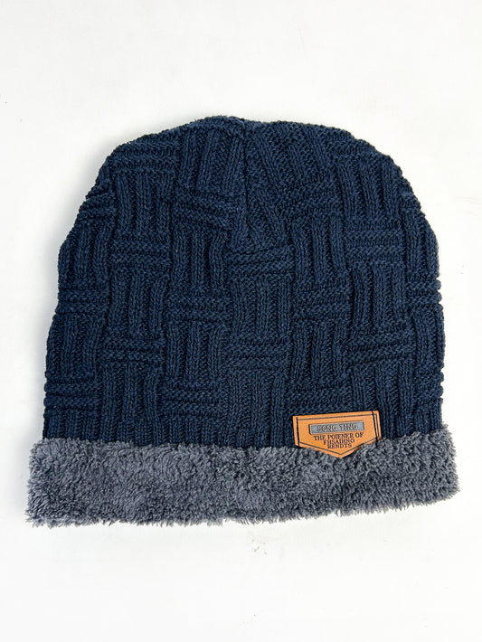 Dark Blue Multidesign Beanie Winter Cap For Men BWC01