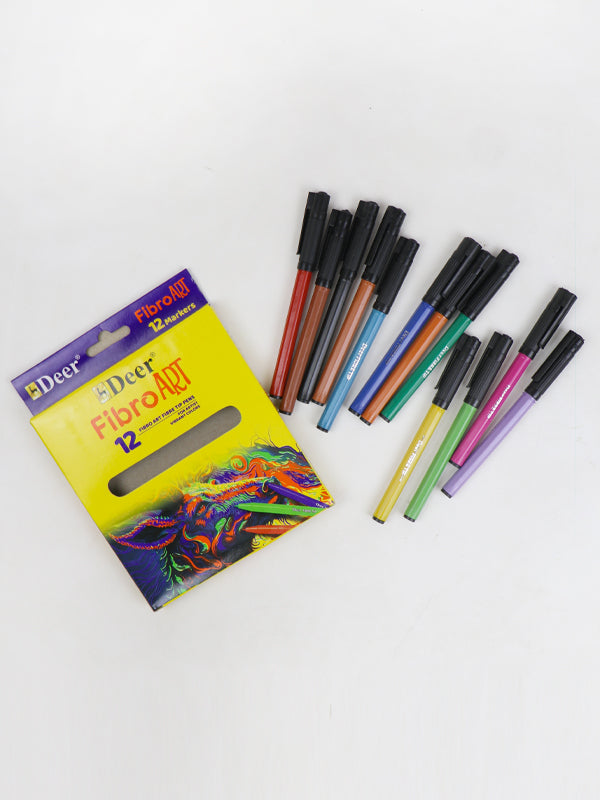 Deer Fibro Art Colors Markers - 12Pcs