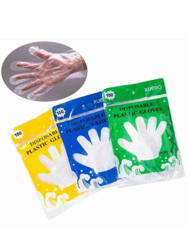 Disposable Plastic Gloves - 100 Pcs