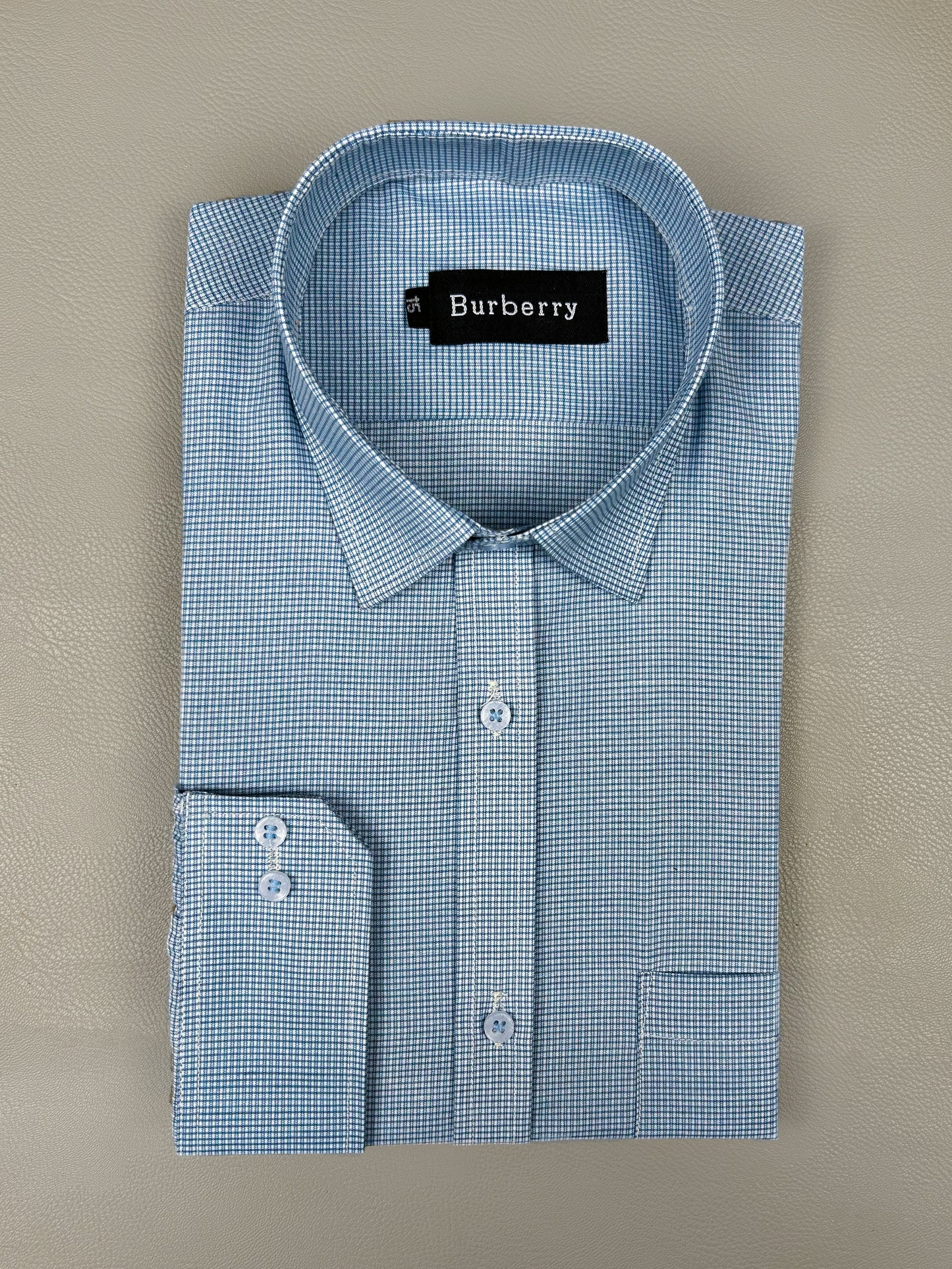 Blue Small Checks Formal Dress Shirt For Men AZ MFS200