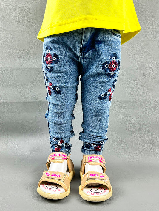 3Yrs - 13Yrs Light Blue Stretchable Denim Jeans For Girls GJ02