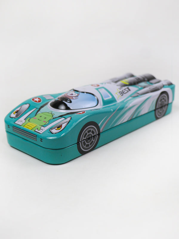 PB09 Metal Pencil Box For Kids Car Sea Green