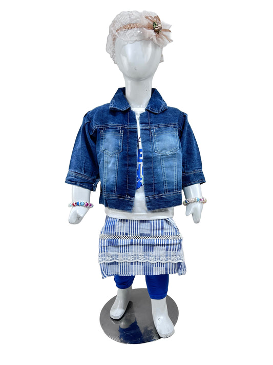 1Yrs - 4Yrs Blue Denim Suit For Girls GS267