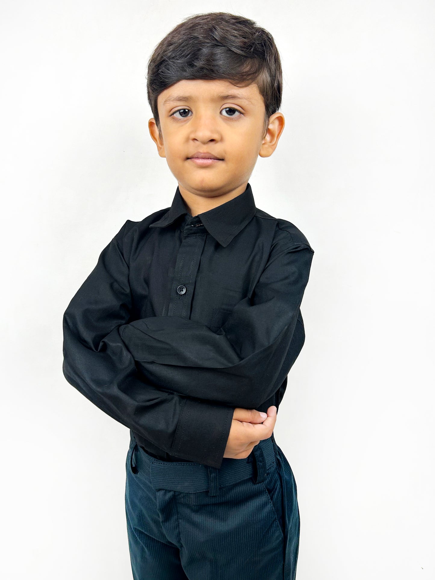 2 Yrs to 15 Yrs Formal Shirt for Boys Plain Black