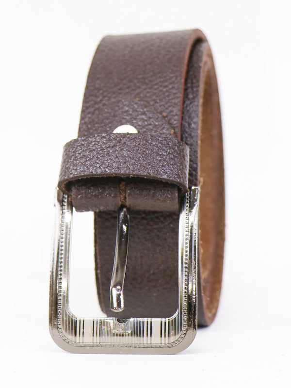 Classic Leather Textured Belt Brown