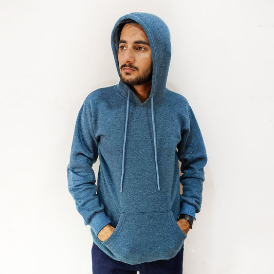 Blue Plain Pullover Hoodie Unisex MM MH07