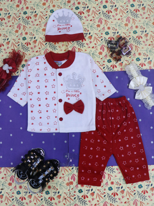 0Mth - 3Mth Prince Red Baba Suit For Newborns NBS86