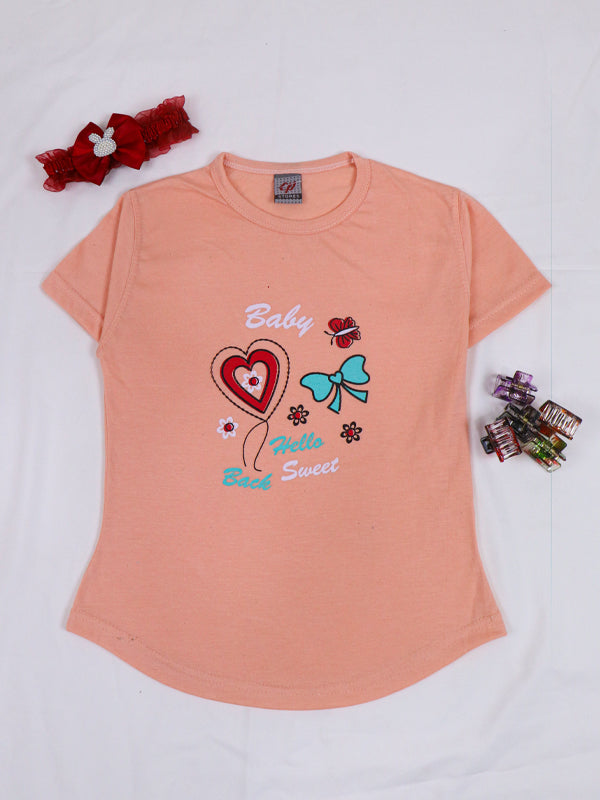 1 Yrs - 4 Yrs Baby Sweet Peach T-Shirt For Girls MZ GTS12