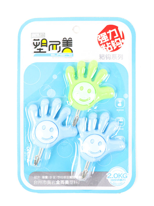 Pack of 3 Smiley Hand Hooks Multicolor
