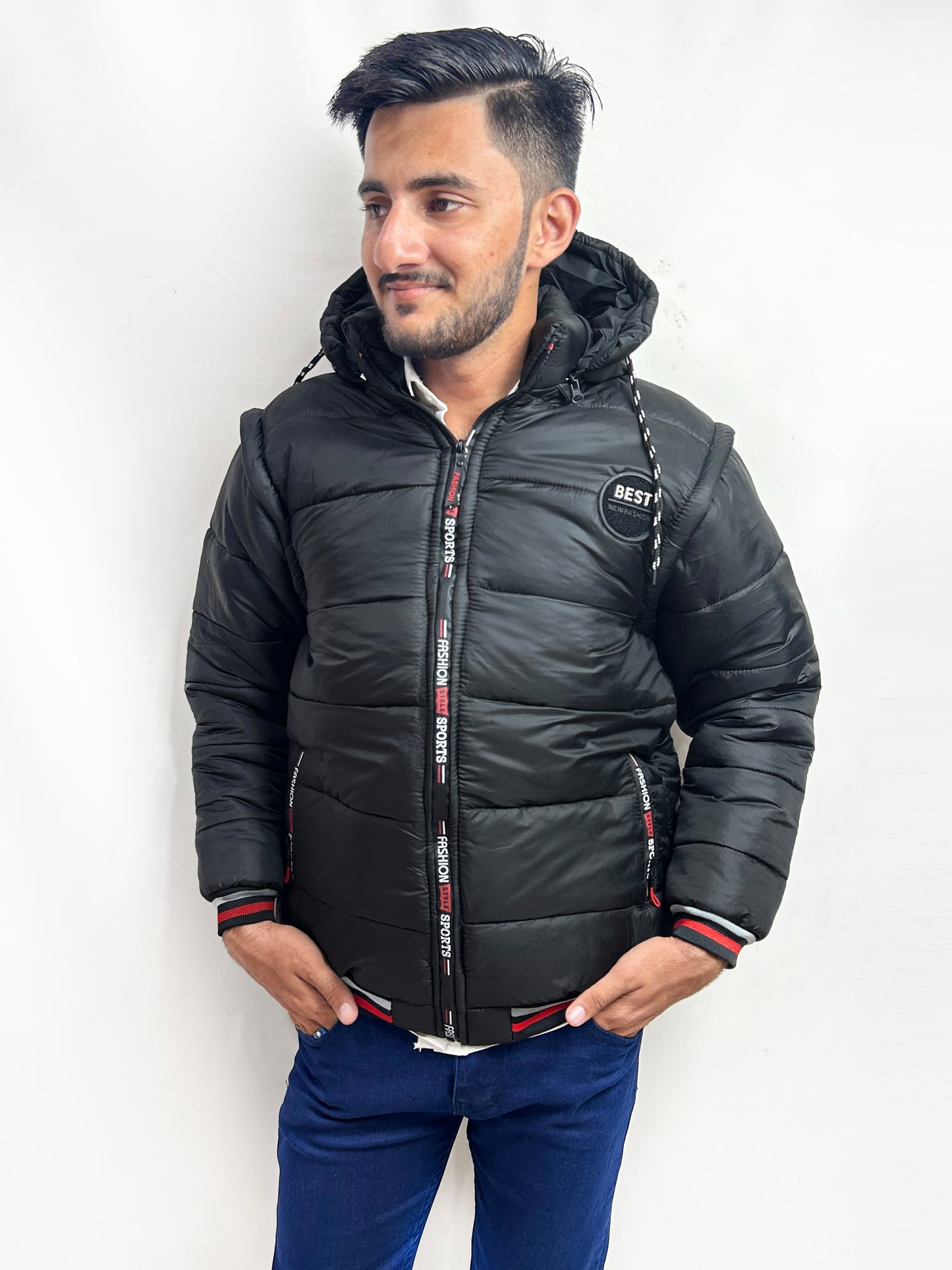 Black Puffer Jacket For Men MJ03