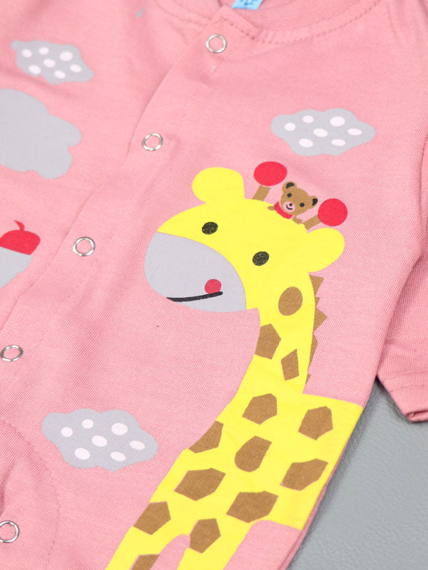 NBR09 ATT Newborn Romper 3Mth - 9Mth Giraffe Pink