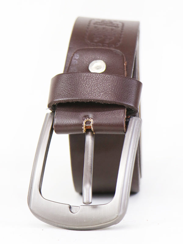 MB08 Brown Faux Leather Slim Belt