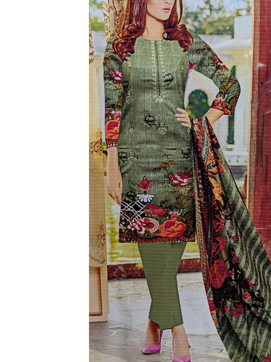 3Pcs Unstitched Digital Printed Lawn Suit For Women D-81 WU39