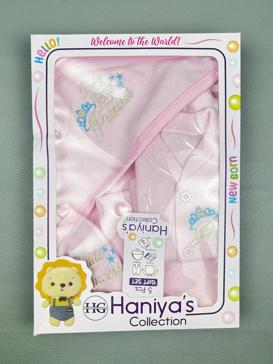 0Mth - 3Mth Light Pink Little Princess 5Pcs Gift Set For Newborn NBGS117