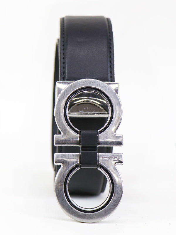 F Gancini Men's Leather Belt Black