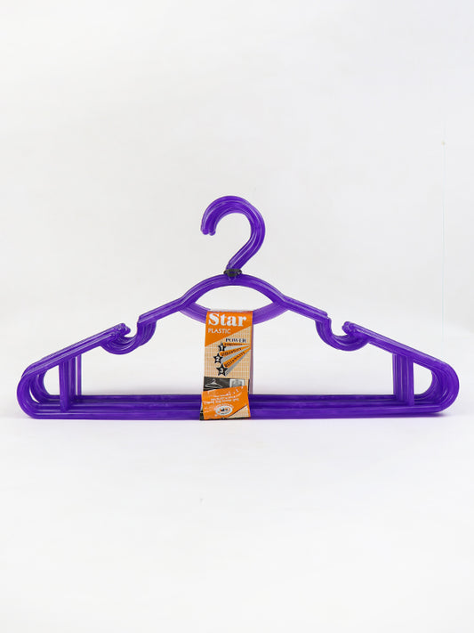 Plastic Clothes Hanger With Tie Rank Pack of 10 Dark Purple