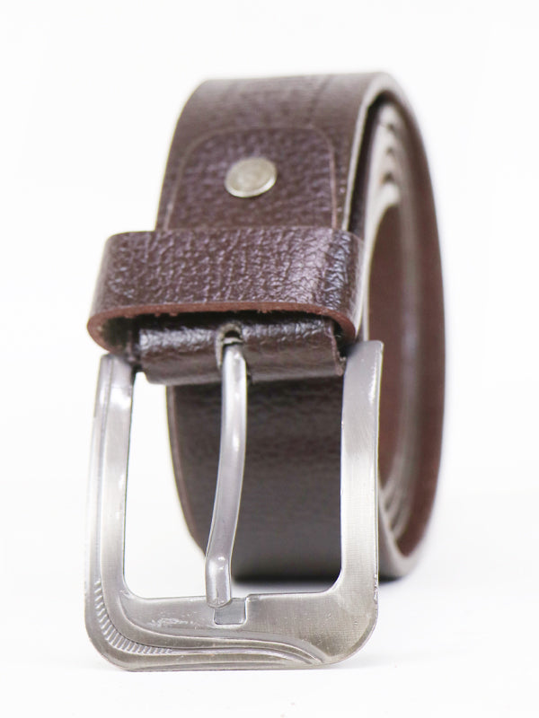 MB13 Classic Men's Faux Leather Belt Dark Brown