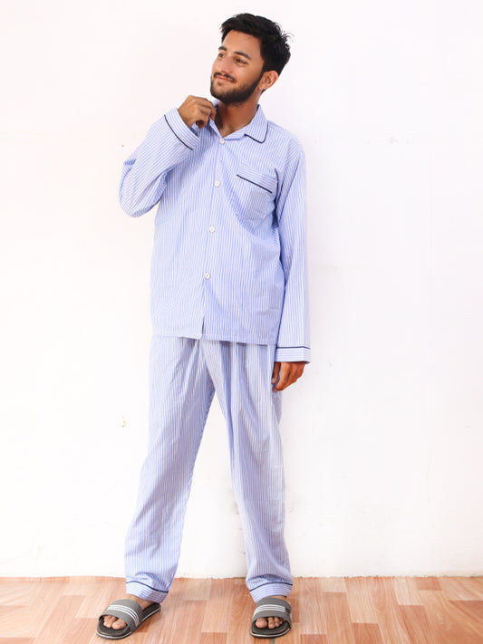 Light Blue Night Suit For Men MNS05