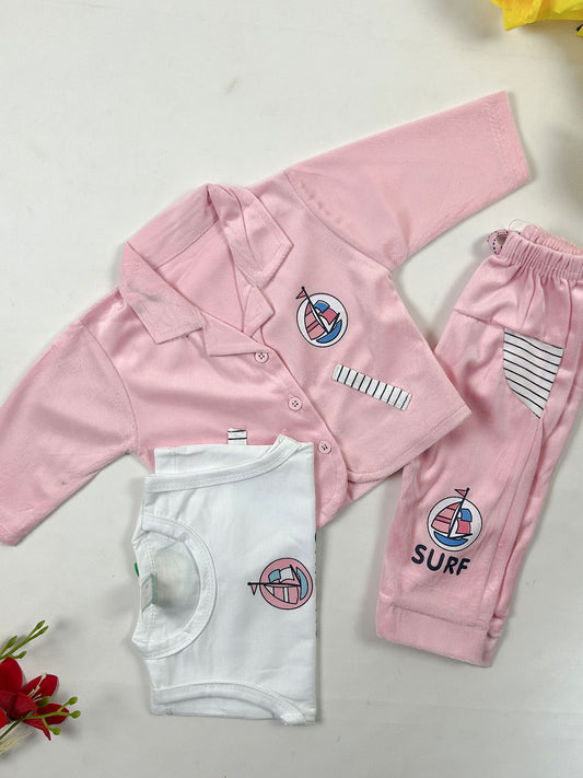 0Mth - 3Mth Light Pink Surf Baba Suit For Newborn NBS824