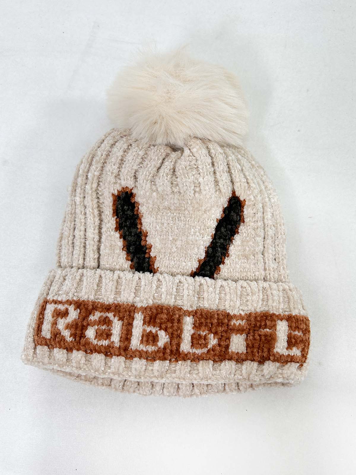 Rabbit Beige Beanie Winter Cap For Kids BWC44