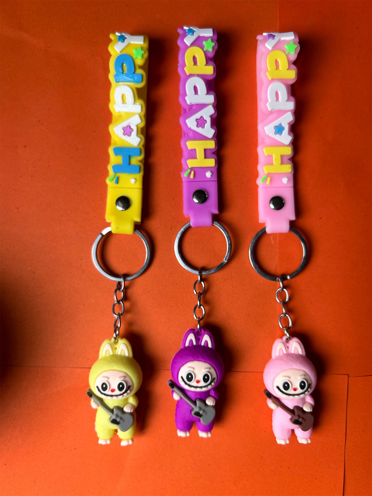 KC46 Pack of 3 Happy Key Chain Multicolor