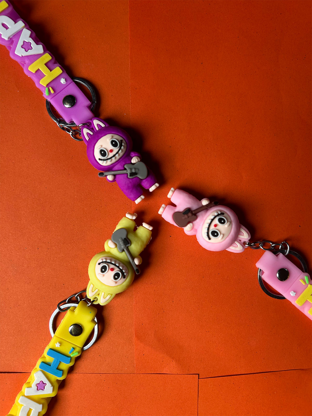 KC46 Pack of 3 Happy Key Chain Multicolor