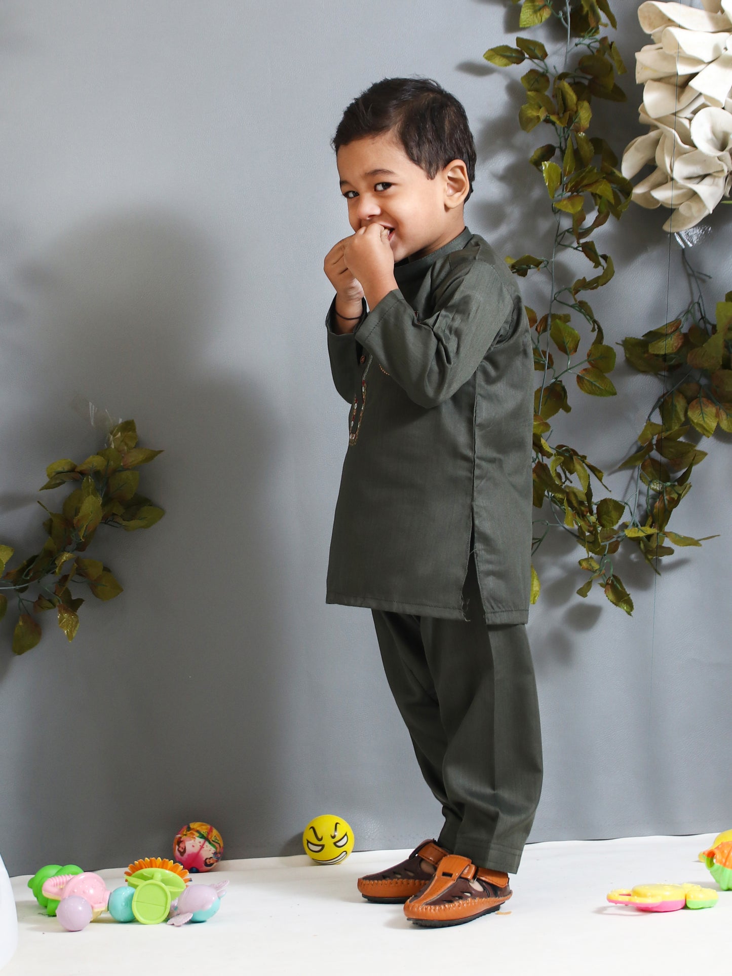 IQ Boys Kameez Shalwar Suit 2Yrs - 14Yrs Dark Green