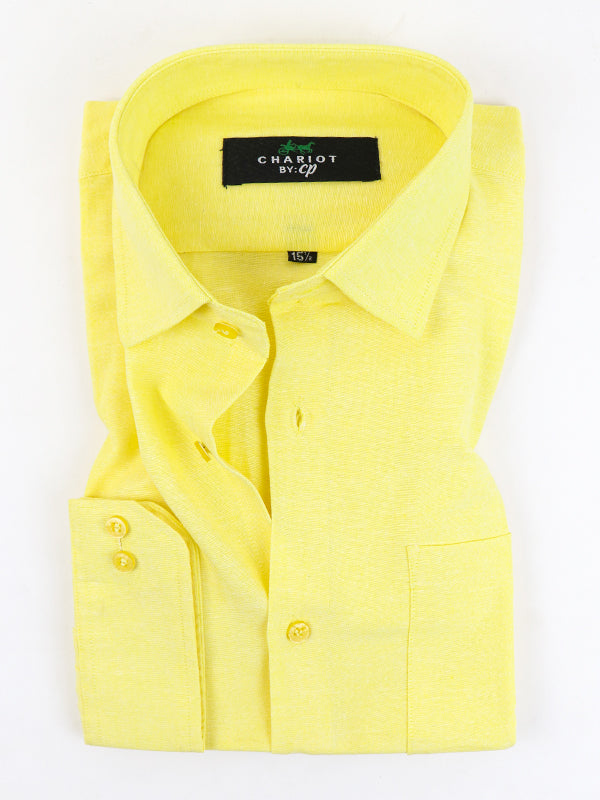 Z Men's Plain Chambray Formal Dress Shirt Bright Yellow