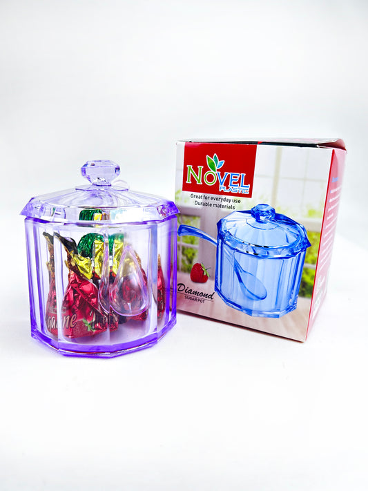 Purple Plastic Novel Sugar Pot Use Multipurpose