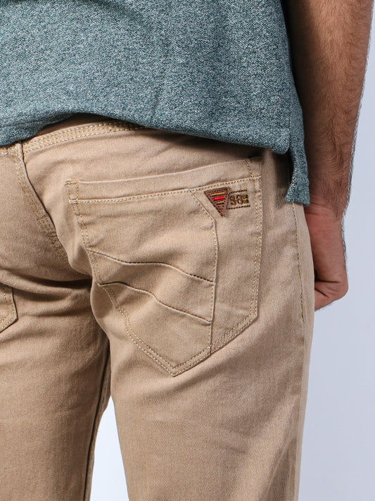 Men's Regular Fit Stretchable Denim Jeans Light Brown Camel 98