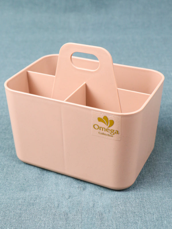 3 Compartments Dark Peach Portable Storage Box