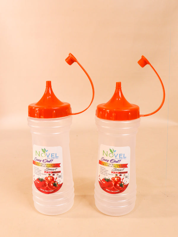 Pack Of 2 Orange Novel Transparent Medium Ketchup Bottle