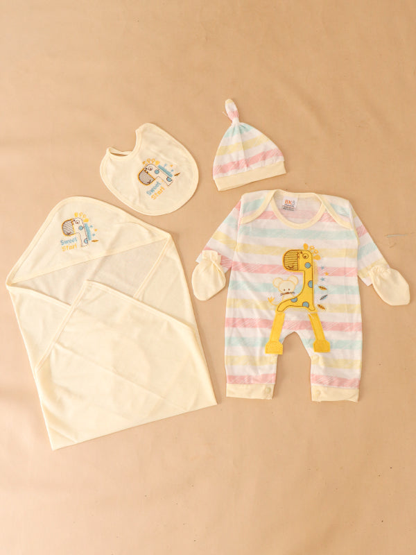 0Mth - 3Mth Sweet Light Yellow 5Pcs Gift Set For Newborn NBGS45