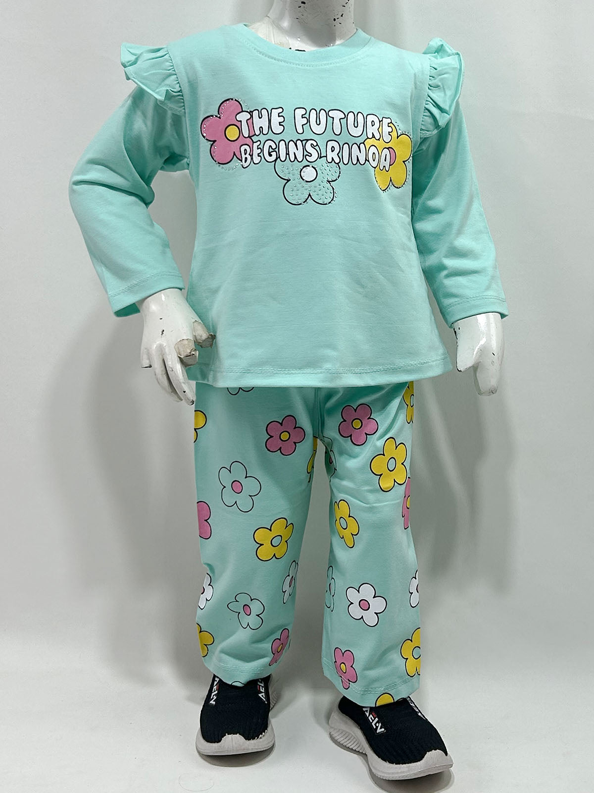 1Yr - 4Yrs Green Flower Suit For Girls GS585