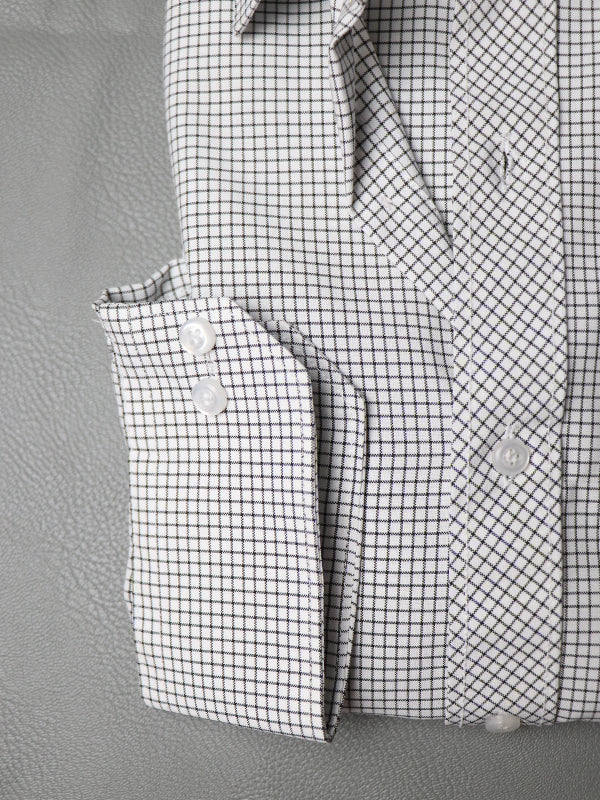 MFS02 Men's Formal Dress Shirt Checks Black