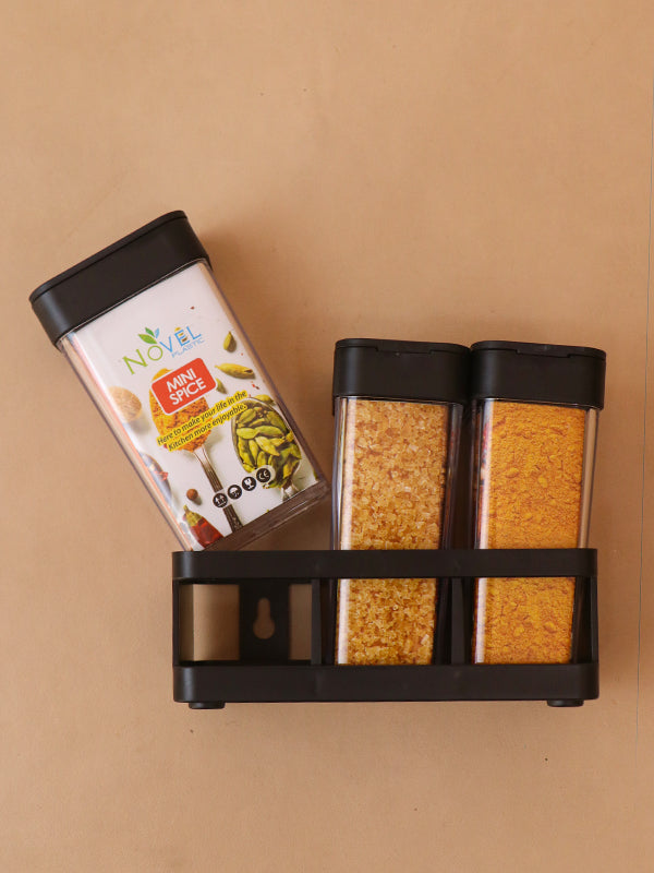 Pack Of 3 Herb And Spice Container Rack Black