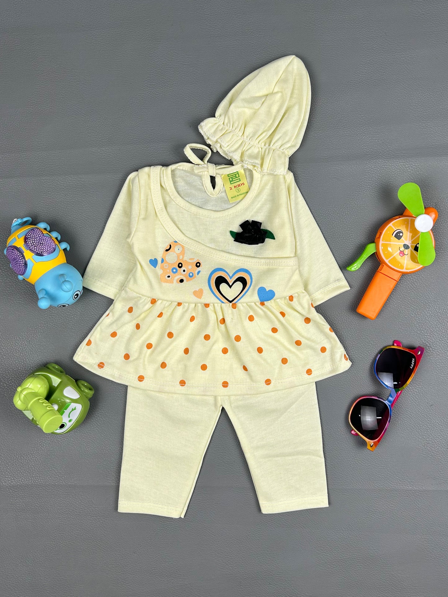 0Mth - 3Mth Heart Light Yellow Baby Suit For Newborn NBS298