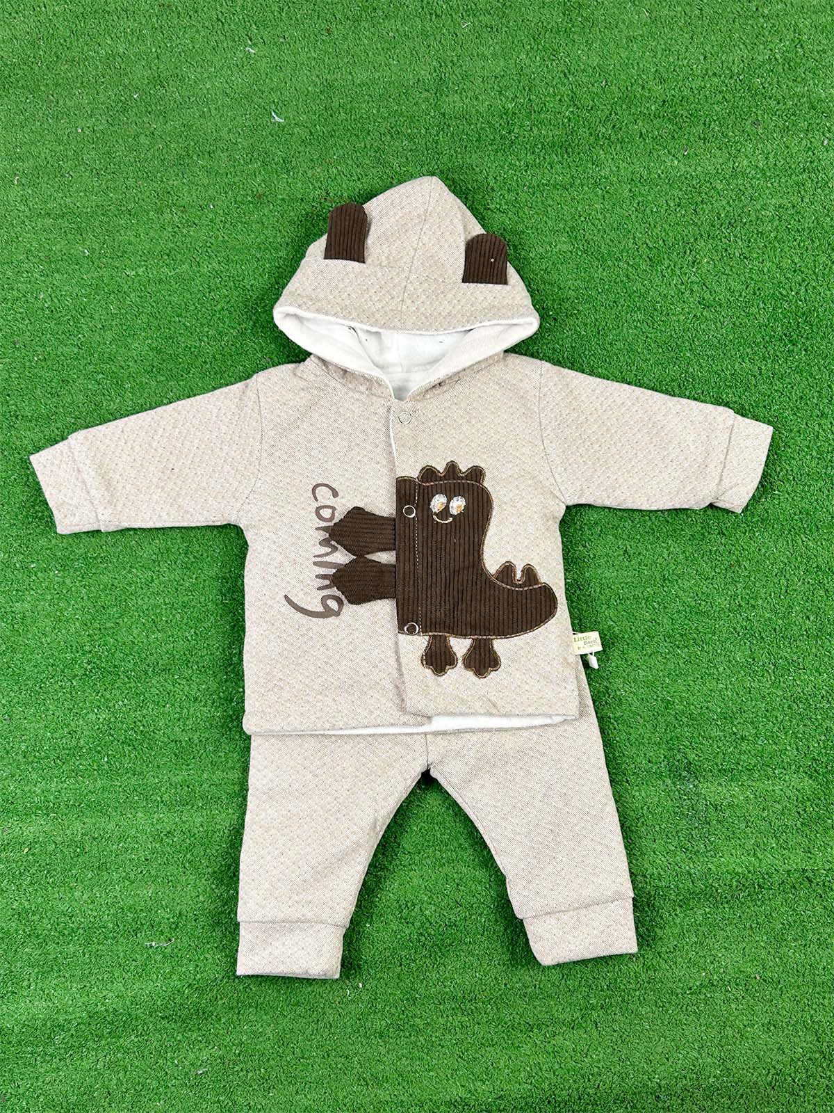 0Mth - 3Mth Fleece Brown Suit For Newborns NBS653