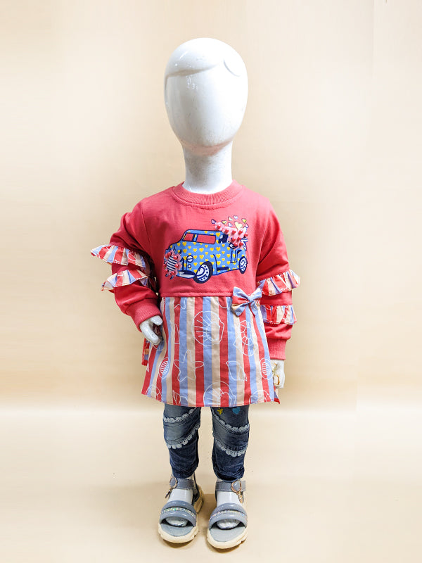 2Yr - 5Yrs Car Coral Red Suit For Girls BG GS68