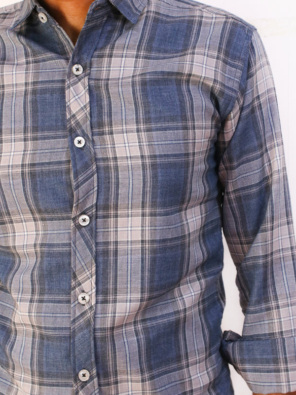 Dark Grey Checks Casual Shirt For Men AZ MCS27