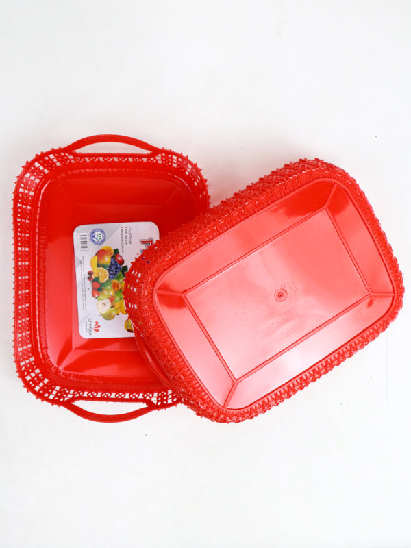 Red Pack of 2 Multipurpose Tray Baskets for Fruits & Vegetables Storage