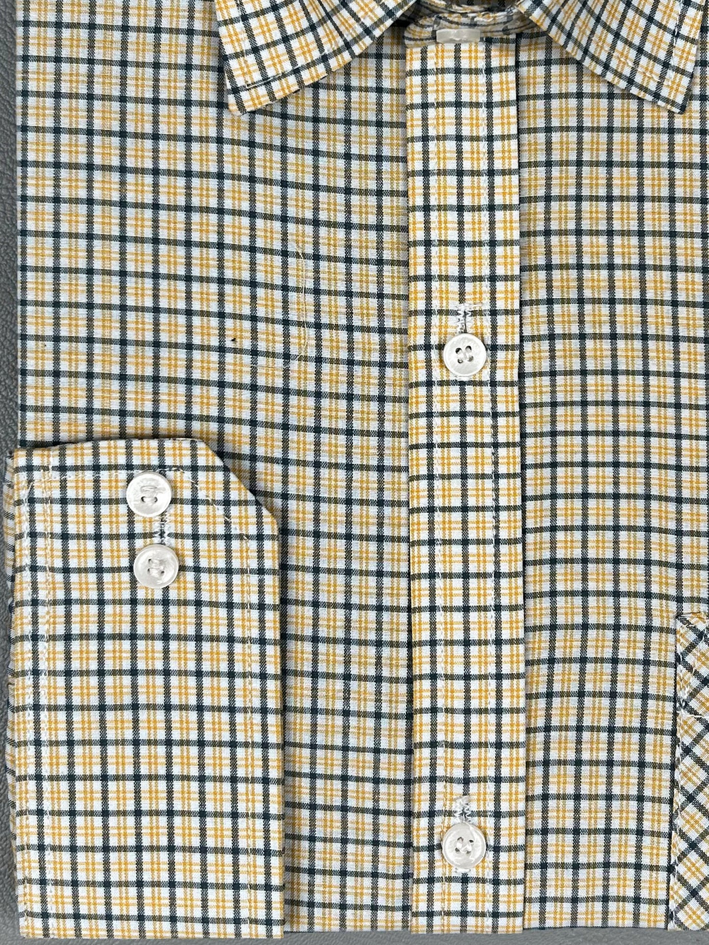 Yellow Grid Check Formal Dress Shirt For Men AZ MFS206