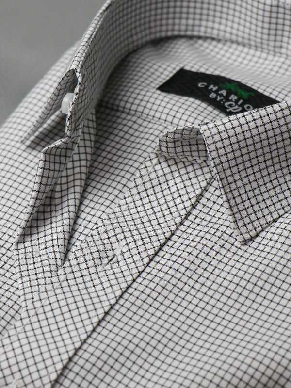 MFS02 Men's Formal Dress Shirt Checks Black