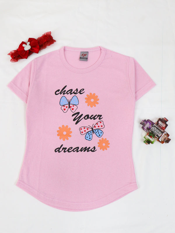 1 Yrs - 4 Yrs Dreams Light Pink T-Shirt For Girls MZ GTS14