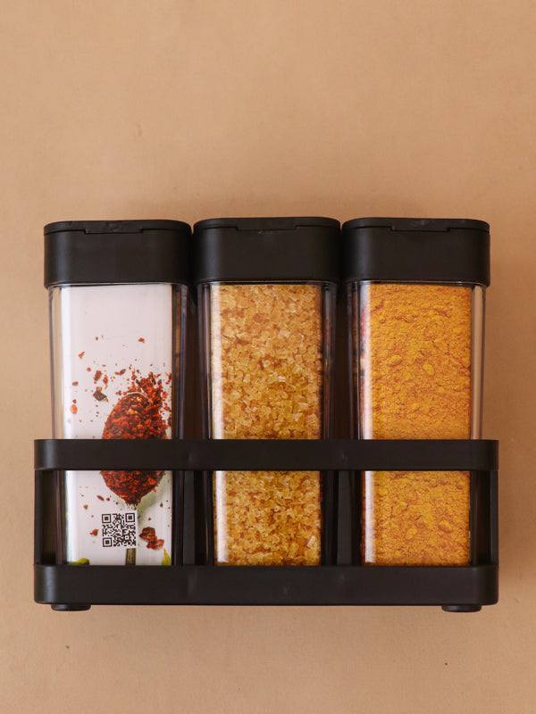 Pack Of 3 Herb And Spice Container Rack Black