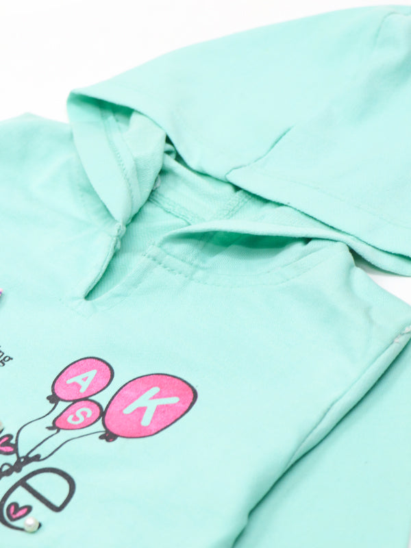 MZ Girls Hooded T-Shirt 1 Yrs - 4 Yrs Believe Light Turquoise