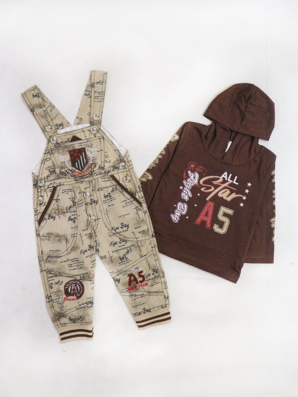 KR04 Kids Suit Hooded Romper 1Yrs-4Yrs Star Brown